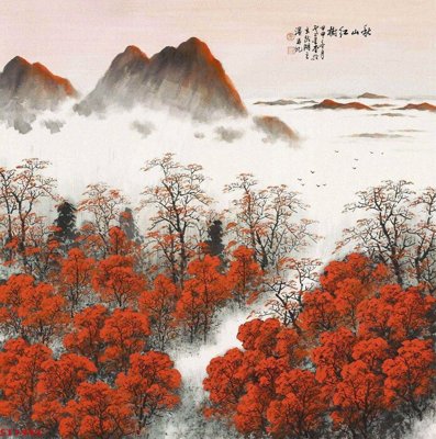 File tranh Tranh sơn thủy thác nước phong thủy ST1943 (gốc) chủ đề trừu tượng