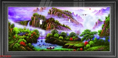 Download file Tranh sơn thủy thác nước phong thủy ST1959 (gốc) in mica bàn thờ