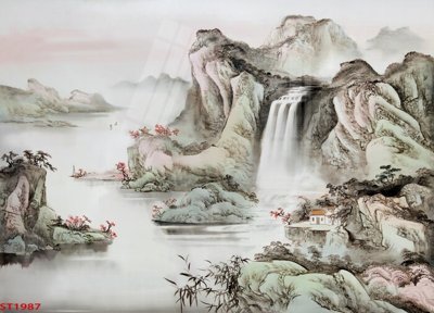 File ảnh gốc Tranh sơn thủy thác nước phong thủy ST1987 không vỡ nét