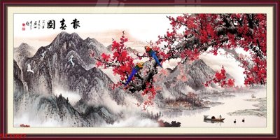 File PSD Tranh sơn thủy thác nước phong thủy ST1997 (gốc) cho designer