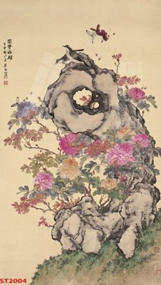 File tranh Tranh sơn thủy thác nước phong thủy ST2004 (gốc) in film