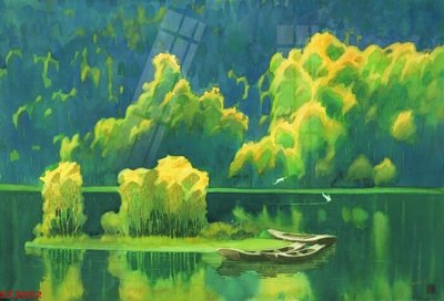 File tranh Tranh sơn thủy thác nước phong thủy ST2052 (ảnh gốc) độc quyền