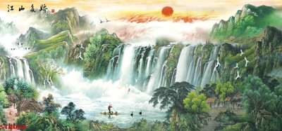 Tải về file gốc Tranh sơn thủy thác nước phong thủy ST2088 (dùng cho in quảng cáo)
