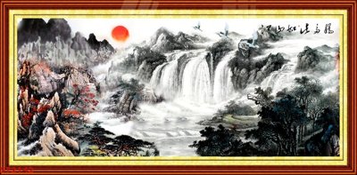 Tải file gốc Tranh sơn thủy thác nước phong thủy ST2142 (bản PSD) đầy đủ layer