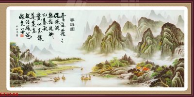 File tranh Tranh sơn thủy thác nước phong thủy ST2144 (bản gốc) treo quán cafe