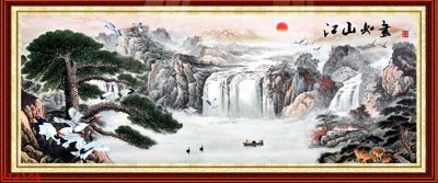 Tải file Tranh sơn thủy thác nước phong thủy ST2146 (gốc) làm file tranh quảng cáo