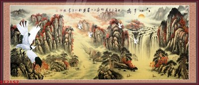 Tải file Tranh sơn thủy thác nước phong thủy ST2152 (PSD) cho in tranh 3D