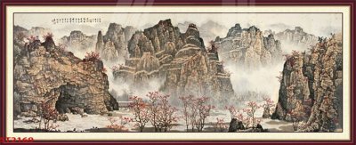 File gốc Tranh sơn thủy thác nước phong thủy ST2169 (in lụa) tranh phong thủy