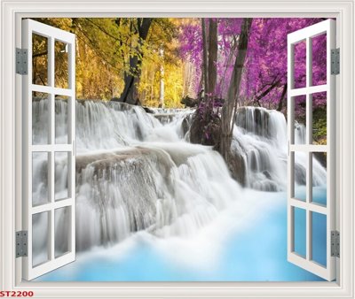 File gốc Tranh sơn thủy thác nước phong thủy ST2200 (AI/EPS) cho in ấn