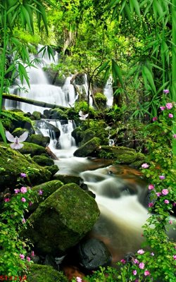 File tranh Tranh sơn thủy thác nước phong thủy ST2212 (ảnh gốc) không bị mờ