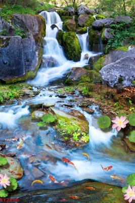 Tải file tranh gốc Tranh sơn thủy thác nước phong thủy ST2226 chất lượng cao