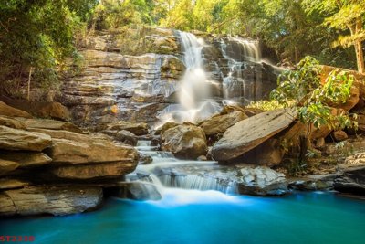 Download file gốc Tranh sơn thủy thác nước phong thủy ST2230 (in lụa) nghệ thuật