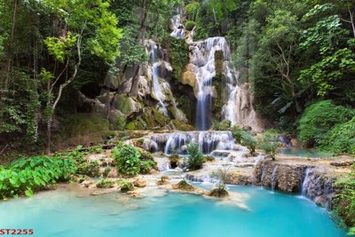 File gốc in mica Tranh sơn thủy thác nước phong thủy ST2255 chất lượng