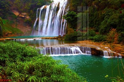 File in trần Tranh sơn thủy thác nước phong thủy ST2274 (file gốc) hoa văn 3D