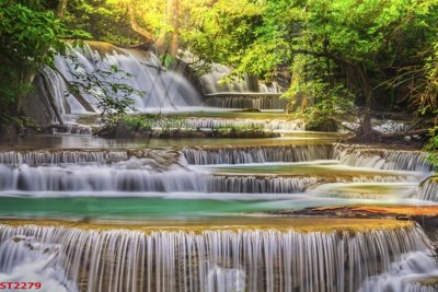 File gốc Tranh sơn thủy thác nước phong thủy ST2279 (PNG) không nền chất lượng