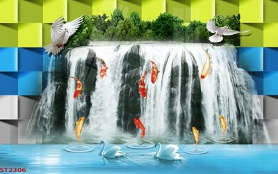 File gốc Tranh sơn thủy thác nước phong thủy ST2306 (bản quyền) cho in ấn