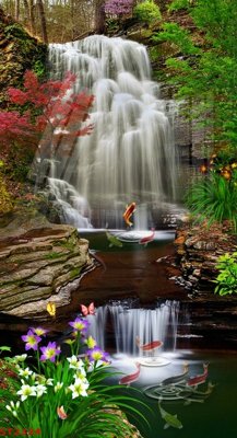 File gốc Tranh sơn thủy thác nước phong thủy ST2324 (AI/EPS) cho in ấn