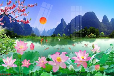 Download file Tranh sơn thủy thác nước phong thủy ST2336 (chất lượng in ấn)