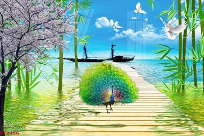 Mua file gốc Tranh sơn thủy thác nước phong thủy ST2356 (PSD) tại Filetranh.com