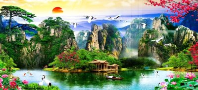 File ảnh gốc Tranh sơn thủy thác nước phong thủy ST2364 (chuyên in mica)