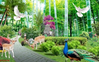 File tranh Tranh sơn thủy thác nước phong thủy ST2376 (ảnh gốc) in trần nhà