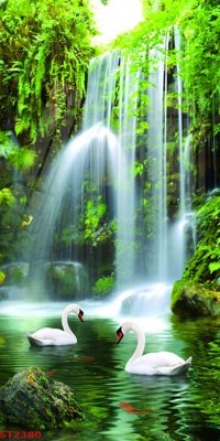 Chi tiết file gốc Tranh sơn thủy thác nước phong thủy ST2380 (cho in tráng gương)