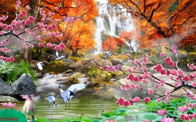 Download file Tranh sơn thủy thác nước phong thủy ST2482 (gốc) cho xưởng in