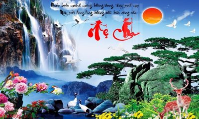 Download file Tranh sơn thủy thác nước phong thủy ST2502 (gốc) in mica ốp bếp