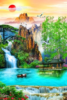 Tệp tin gốc Tranh sơn thủy thác nước phong thủy ST2520 (chất lượng cao) Tranh sơn thủy thác nước phong thủy ST2520