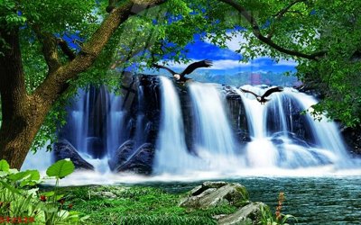 Tải file gốc Tranh sơn thủy thác nước phong thủy ST2529 (bản PSD) đầy đủ layer