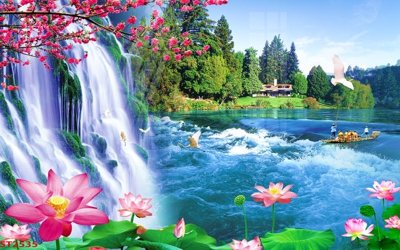 Tải file tranh Tranh sơn thủy thác nước phong thủy ST2535 (gốc) tại Filetranh.com