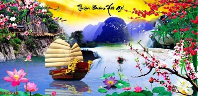 Mua file gốc Tranh sơn thủy thác nước phong thủy ST2538 (chất lượng) tại Filetranh.com