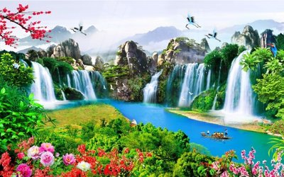 Download file gốc Tranh sơn thủy thác nước phong thủy ST2571 (in mica) logo