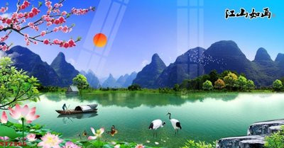 File tranh Tranh sơn thủy thác nước phong thủy ST2585 (file gốc) chuẩn màu in