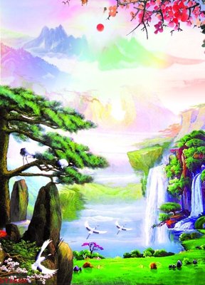 Tải về file gốc Tranh sơn thủy thác nước phong thủy ST2605 (chuẩn in ấn)