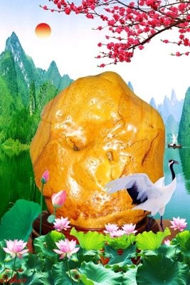 File gốc Tranh sơn thủy thác nước phong thủy ST2607 (chuẩn màu) cho in offset