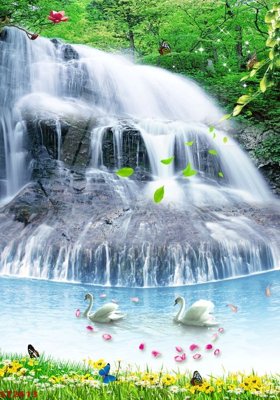 Tải file gốc Tranh sơn thủy thác nước phong thủy ST2613 (in khổ lớn) quảng cáo