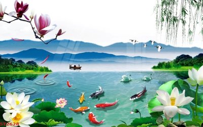 Tải file Tranh sơn thủy thác nước phong thủy ST2628 (gốc) làm tranh trang trí