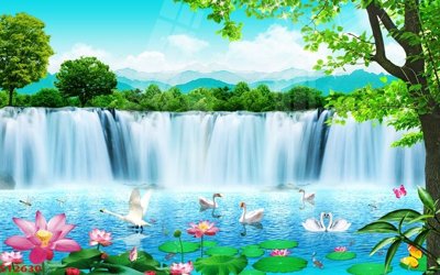 File in trần Tranh sơn thủy thác nước phong thủy ST2630 (file gốc) phong thủy