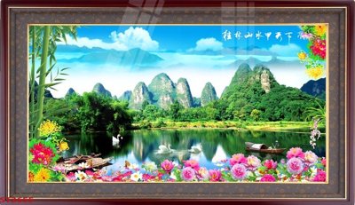 File gốc Tranh sơn thủy thác nước phong thủy ST2655 (thiết kế) cho in ấn