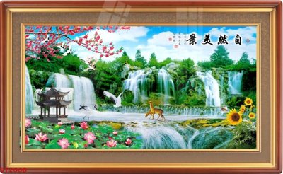 File in trần Tranh sơn thủy thác nước phong thủy ST2668 (bản gốc) đại dương