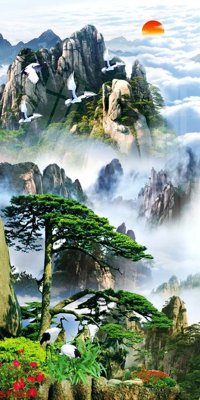 File tranh Tranh sơn thủy thác nước phong thủy ST2685 (file gốc) chuẩn màu in