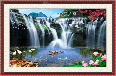 Download file Tranh sơn thủy thác nước phong thủy ST2687 (chuẩn in) Tranh sơn thủy thác nước phong thủy ST2687