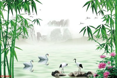 File PSD Tranh sơn thủy thác nước phong thủy ST2693 (gốc) cho in quảng cáo