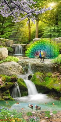 File in trần Tranh sơn thủy thác nước phong thủy ST2715 (bản gốc) đại dương