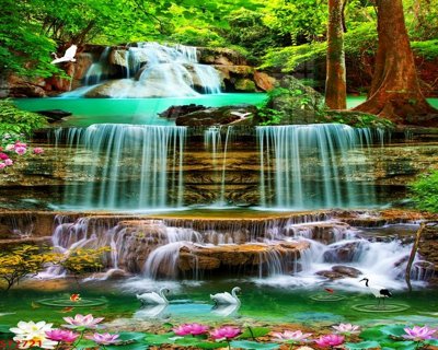 Tải file Tranh sơn thủy thác nước phong thủy ST2721 (gốc) chủ đề tôn giáo