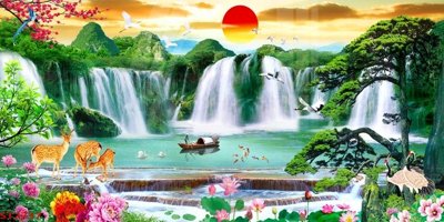 File gốc Tranh sơn thủy thác nước phong thủy ST2737 (chuẩn CMYK) cho nhà in