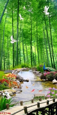 Tải file Tranh sơn thủy thác nước phong thủy ST2746 (gốc) làm file tranh quảng cáo