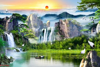 Download file Tranh sơn thủy thác nước phong thủy ST2782 (gốc) cho xưởng in