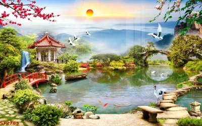 Tải về file gốc Tranh sơn thủy thác nước phong thủy ST2785 (dùng cho in quảng cáo)